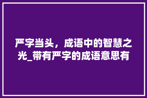 严字当头，成语中的智慧之光_带有严字的成语意思有哪些 工作总结