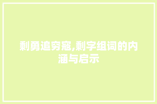 剩勇追穷寇,剩字组词的内涵与启示