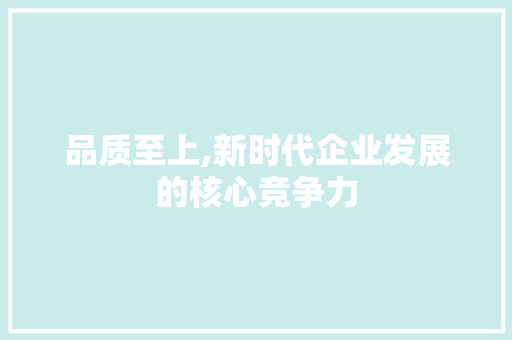 品质至上,新时代企业发展的核心竞争力 应用文