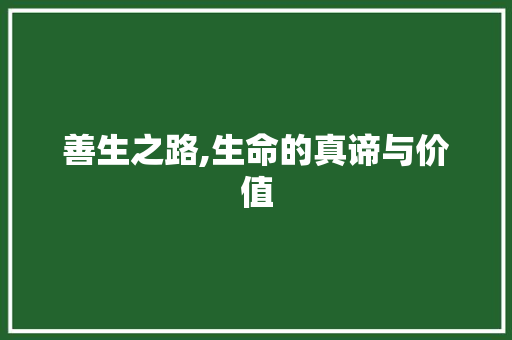 善生之路,生命的真谛与价值