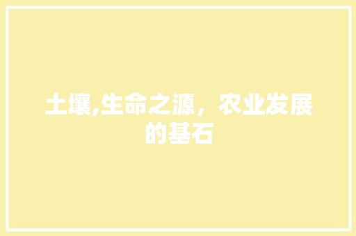 土壤,生命之源，农业发展的基石