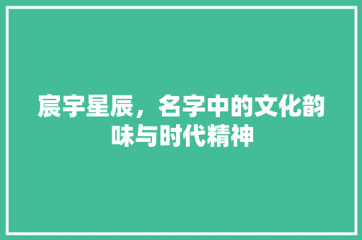 宸宇星辰，名字中的文化韵味与时代精神 诗词鉴赏