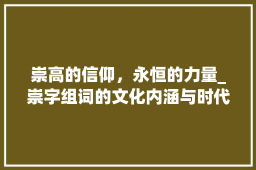 崇高的信仰，永恒的力量_崇字组词的文化内涵与时代价值 工作总结