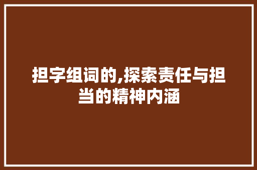 担字组词的,探索责任与担当的精神内涵