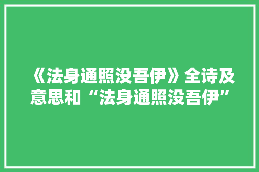 《法身通照没吾伊》全诗及意思和“法身通照没吾伊”的拼音注释