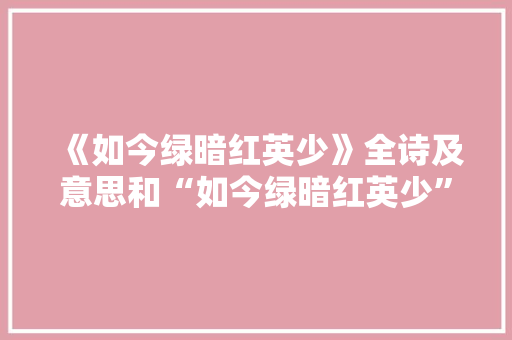 《如今绿暗红英少》全诗及意思和“如今绿暗红英少”的拼音注释