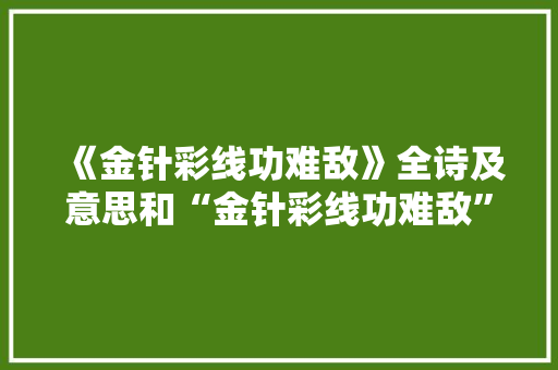 《金针彩线功难敌》全诗及意思和“金针彩线功难敌”的拼音注释