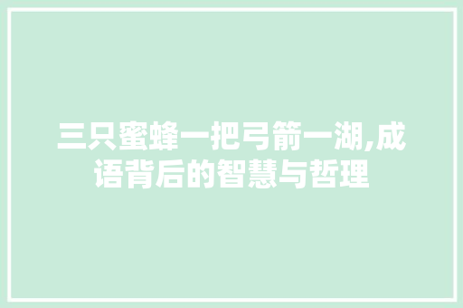 三只蜜蜂一把弓箭一湖,成语背后的智慧与哲理