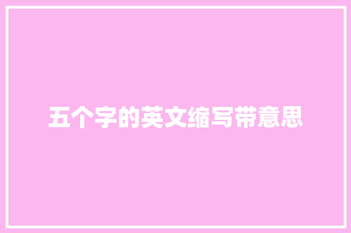 五个字的英文缩写带意思 工作总结