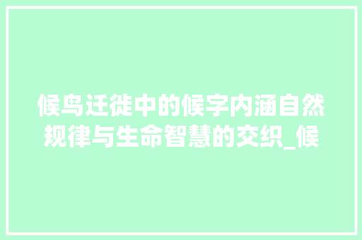 候鸟迁徙中的候字内涵自然规律与生命智慧的交织_候鸟的候字是什么意思