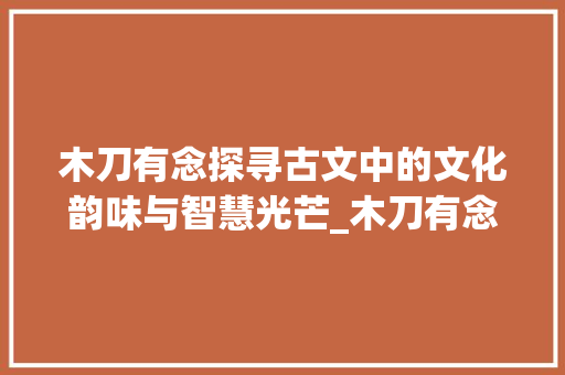 木刀有念探寻古文中的文化韵味与智慧光芒_木刀有念什么字的意思啊 工作总结