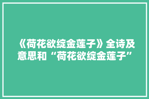 《荷花欲绽金莲子》全诗及意思和“荷花欲绽金莲子”的拼音注释