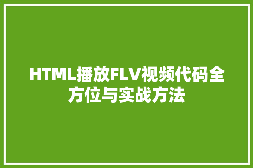 HTML播放FLV视频代码全方位与实战方法