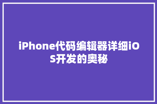 iPhone代码编辑器详细iOS开发的奥秘