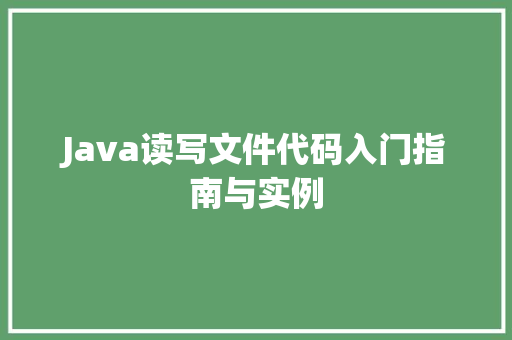 Java读写文件代码入门指南与实例