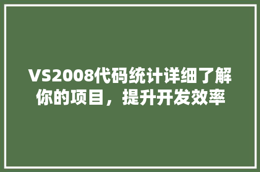 VS2008代码统计详细了解你的项目，提升开发效率