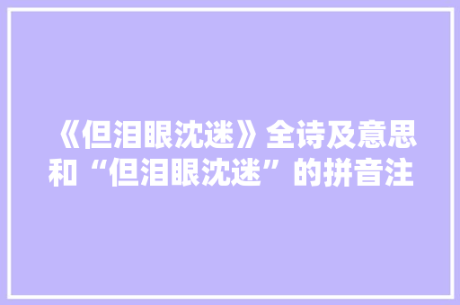 《但泪眼沈迷》全诗及意思和“但泪眼沈迷”的拼音注释 诗词鉴赏