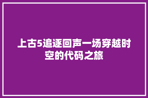 上古5追逐回声一场穿越时空的代码之旅