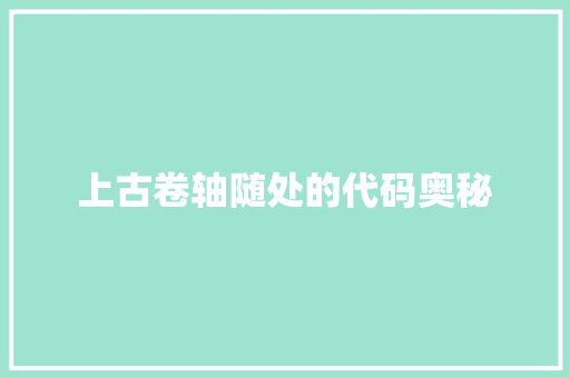 上古卷轴随处的代码奥秘