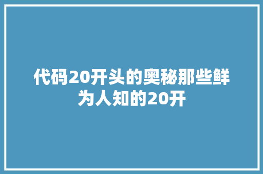 代码20开头的奥秘那些鲜为人知的20开