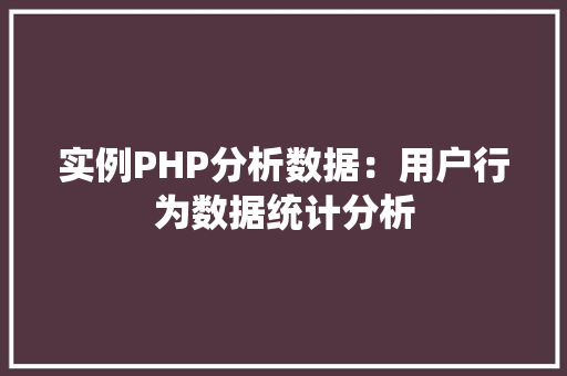 实例PHP分析数据：用户行为数据统计分析