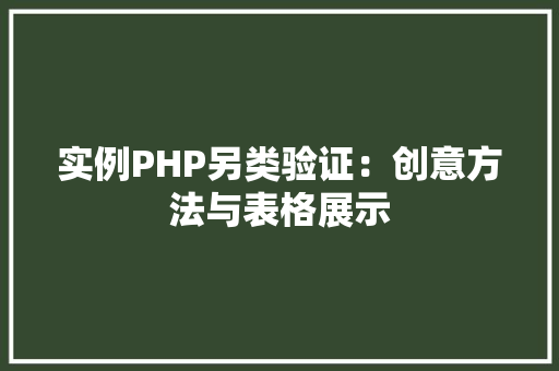 实例PHP另类验证：创意方法与表格展示