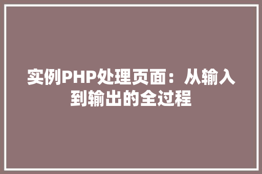 实例PHP处理页面：从输入到输出的全过程