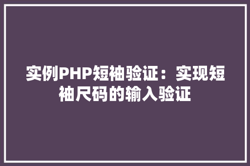 实例PHP短袖验证：实现短袖尺码的输入验证