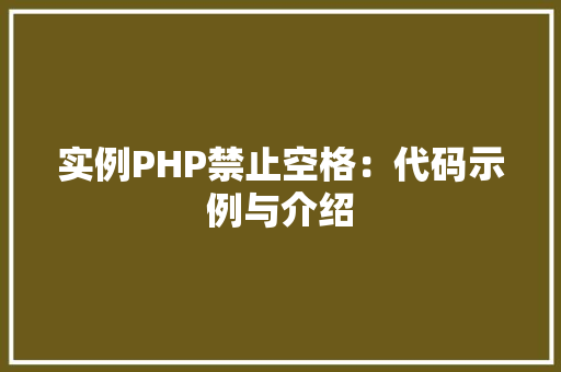 实例PHP禁止空格：代码示例与介绍
