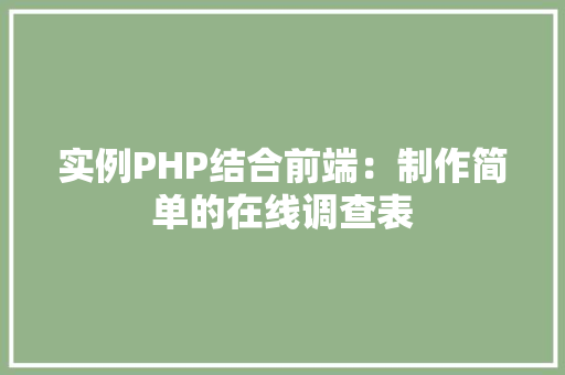 实例PHP结合前端：制作简单的在线调查表
