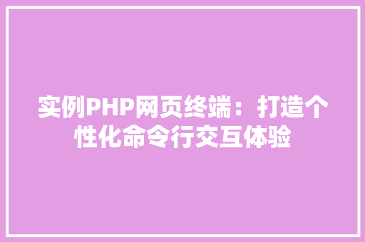实例PHP网页终端：打造个性化命令行交互体验