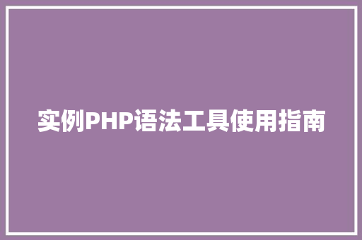 实例PHP语法工具使用指南