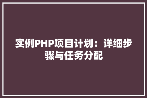 实例PHP项目计划：详细步骤与任务分配