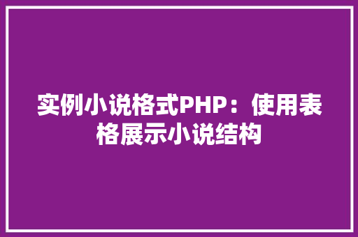 实例小说格式PHP：使用表格展示小说结构