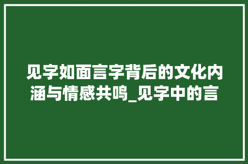见字如面言字背后的文化内涵与情感共鸣_见字中的言是什么意思 会议纪要