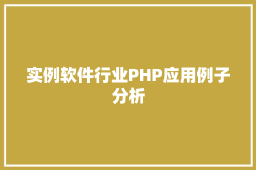 实例软件行业PHP应用例子分析