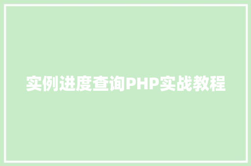 实例进度查询PHP实战教程