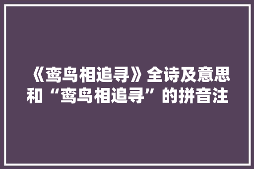 《鸾鸟相追寻》全诗及意思和“鸾鸟相追寻”的拼音注释