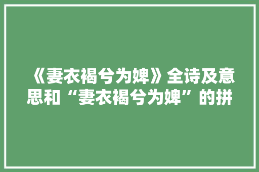 《妻衣褐兮为婢》全诗及意思和“妻衣褐兮为婢”的拼音注释 诗词鉴赏