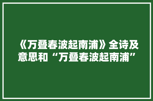 《万叠春波起南浦》全诗及意思和“万叠春波起南浦”的拼音注释 诗词鉴赏