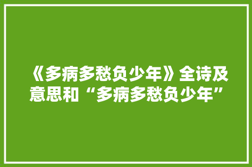 《多病多愁负少年》全诗及意思和“多病多愁负少年”的拼音注释