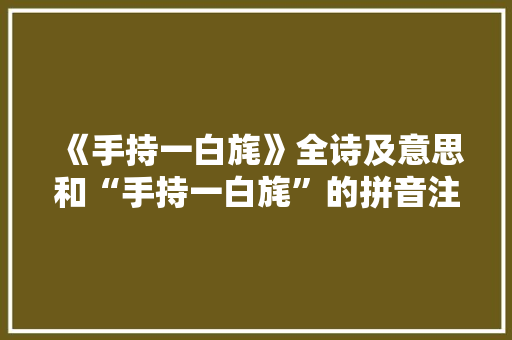 《手持一白旄》全诗及意思和“手持一白旄”的拼音注释