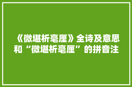 《微堪析毫厘》全诗及意思和“微堪析毫厘”的拼音注释 诗词鉴赏
