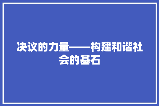 决议的力量——构建和谐社会的基石 应用文