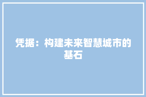 凭据：构建未来智慧城市的基石