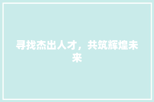 寻找杰出人才，共筑辉煌未来