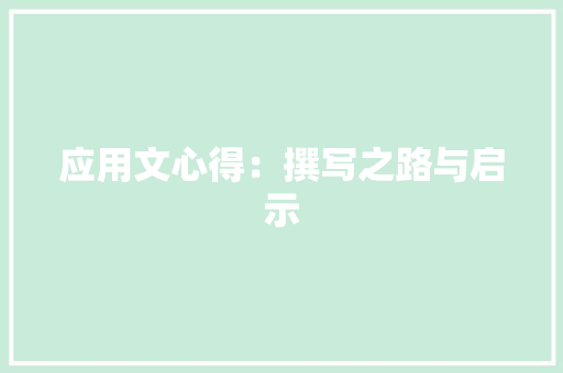 应用文心得：撰写之路与启示