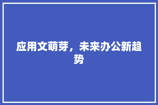 应用文萌芽，未来办公新趋势 应用文