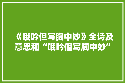 《哦吟但写胸中妙》全诗及意思和“哦吟但写胸中妙”的拼音注释
