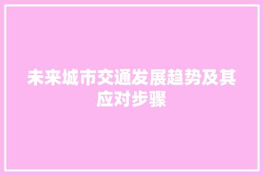 未来城市交通发展趋势及其应对步骤